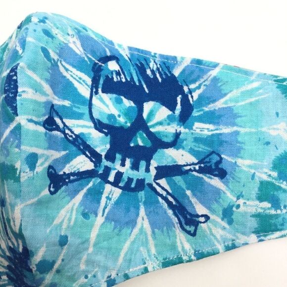 2/$15 - Skulls Mask, Face Mask, Blue Tie Dye Sugar Skulls, Skeleton Filti Filter - Picture 5 of 15